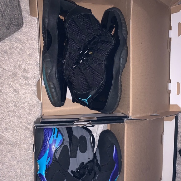 Jordan 11s and aqua Jordan 8s